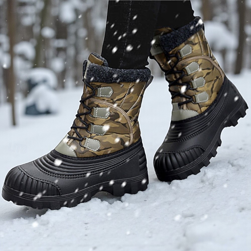 2026年 ファーライニング付きメンズ冬用スノーブーツ、防水断熱暖かいレースアップアウトドアシューズ、寒い天候用  コレクション – $89.99 –P5