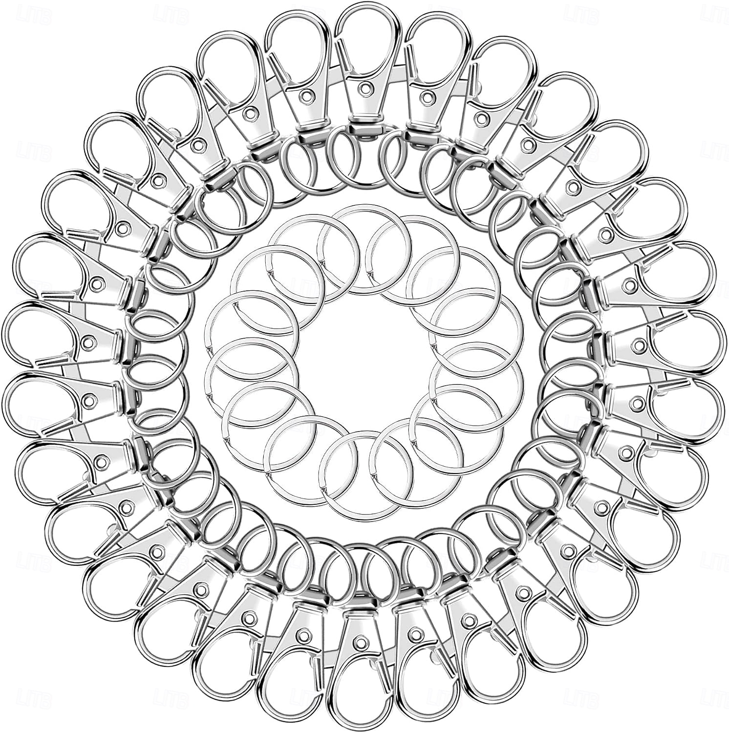 100PCS Swivel Snap Hooks with Key Rings, 50Pcs Key Chain Clip Hooks and 50Pcs Key Rings, Lanyard Lobster Claw Clasps for Keychains Jewelry Art Crafts 2025 - $12.99 –P5