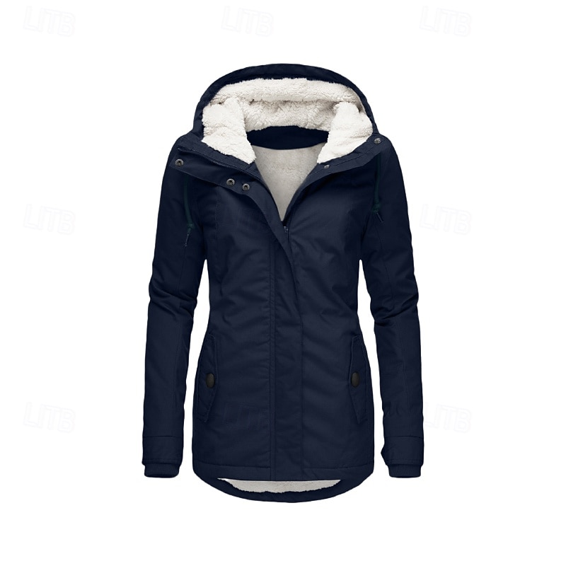 Femmes Manteau d'Hiver Veste à Capuche Chaud Confortable Fermeture éclair Avec Poches Occasionnel Uni Extérieur Vacances Tenue quotidienne Week-end Régulier À capuche Coupe régulière manche longue de 2025 ? $53.99 –P10