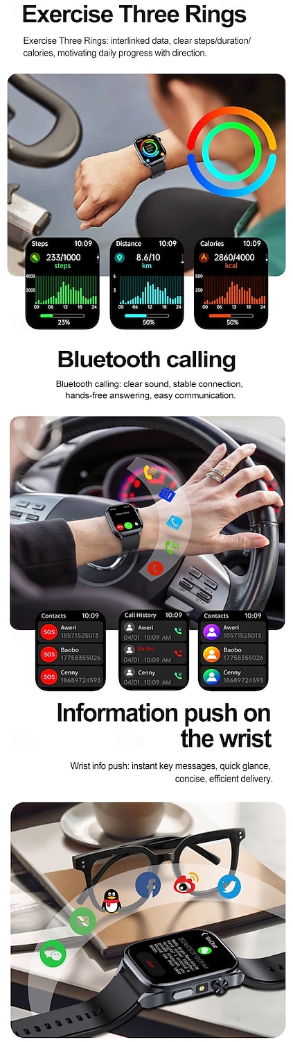iMosi ET572 Relógio inteligente 2 polegada Relógio inteligente Bluetooth ECG + PPG Monitoramento de temperatura Podômetro Compatível com Android iOS Feminino Masculino Suspensão Longa Chamadas com de 2025 por $51.99 –P14