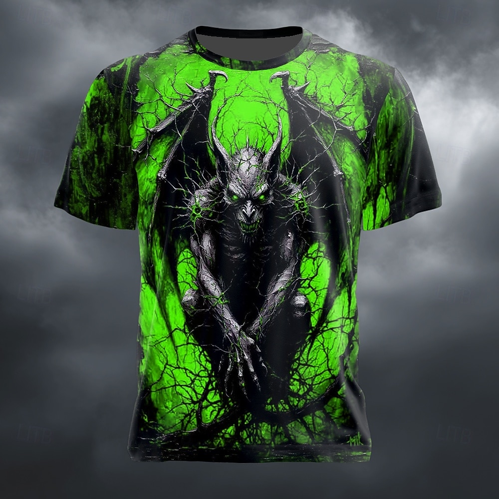 Herre 3D Print 3D Djevel T skjorte Kortermet T skjorte 3D-utskrift Crew-hals Skjorte overdrevet Designer Skummelt Klubb Fest Gate Sjøblå Rød Lilla Sommer Vår Alle årstider Klær S M L XL XXL XXXL 2026 - $22.99 –P2