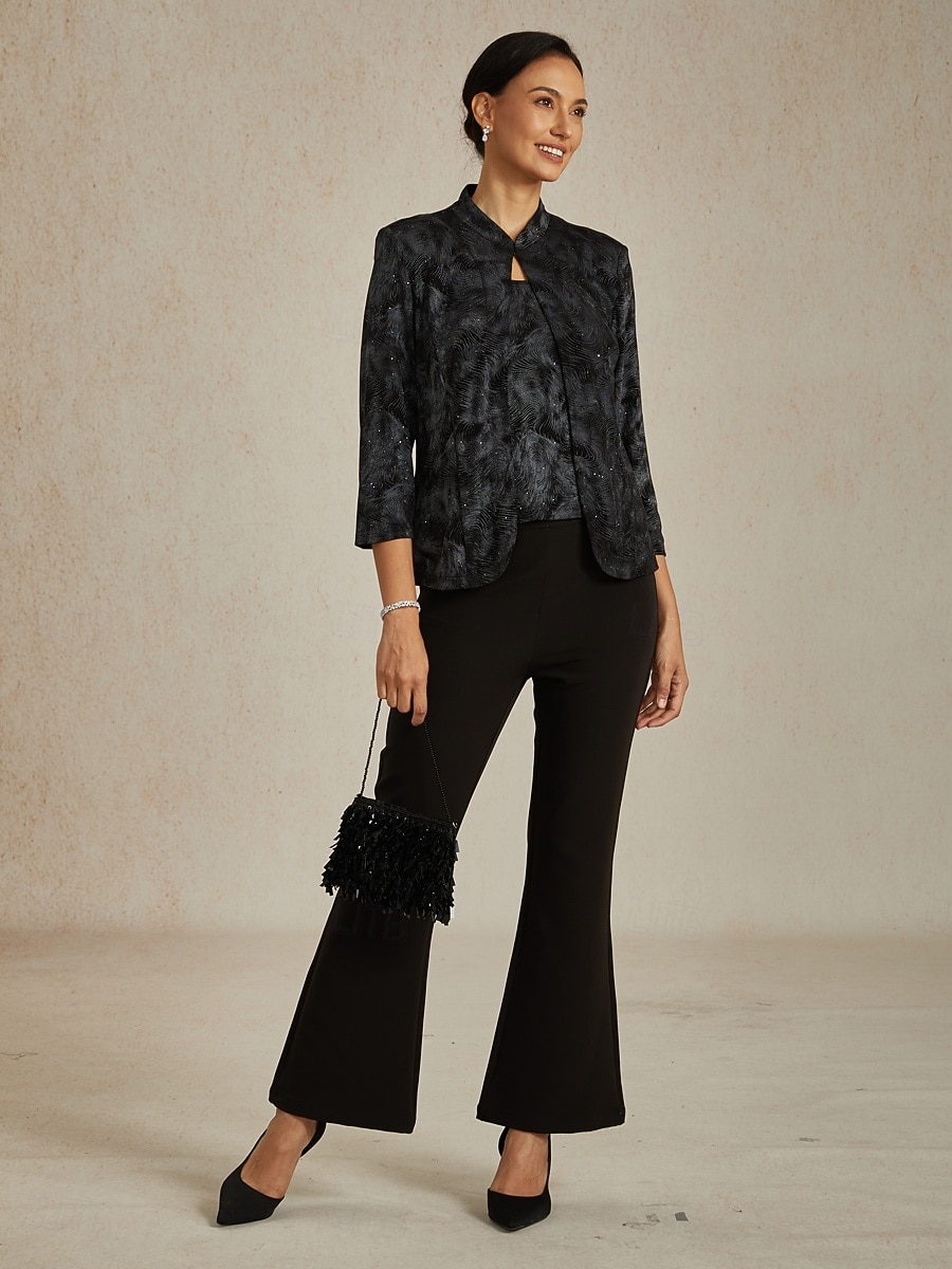 Dame Bluse Dressy topper Elegant Stilfull 3/4 ermer Kinesisk Krave Vanlige topper Bryllupsgjest Arbeid Formell klær Svart Høst Vinter 2025 - $89.99 –P8