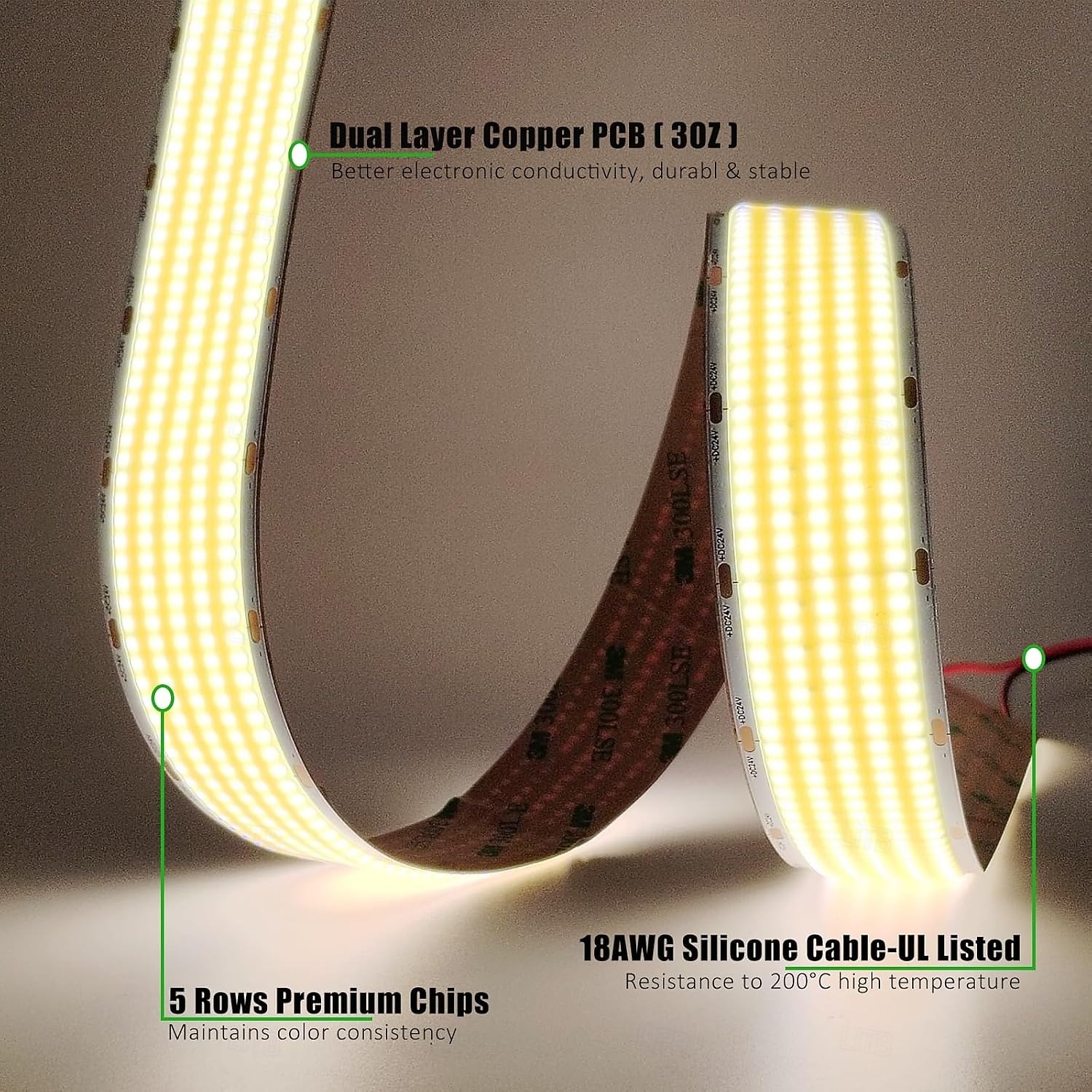 Светодиодная лента COB шириной 24 В, 15 мм, 24 Вт, 960 светодиодов/м, 30 мм, 40 Вт, 1600 светодиодов/м, с высокой яркостью и большой светящейся поверхностью, с регулировкой яркости для помещений, не 2025 - $12.99 –P9