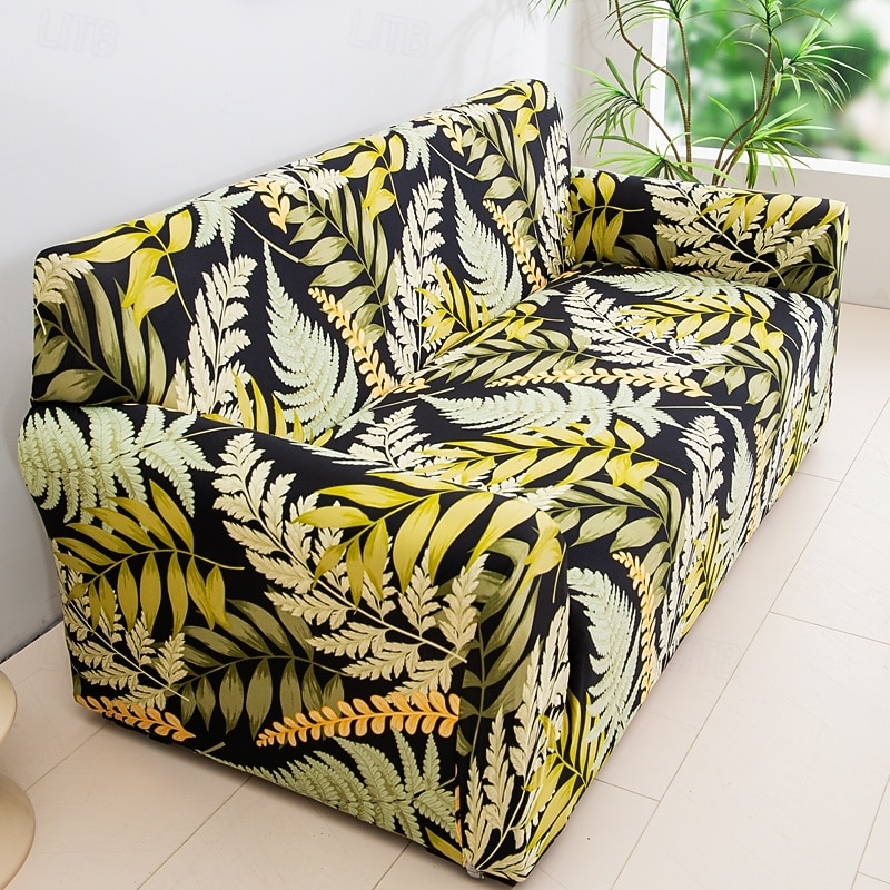 Capa elástica para sofá de 1 peça com estampa de plantas, capa horizontal para todas as estações para sofá de sala de estar de 1/2/3/4 lugares, capa protetora macia para sofá de 2026 por $32.99 –P5