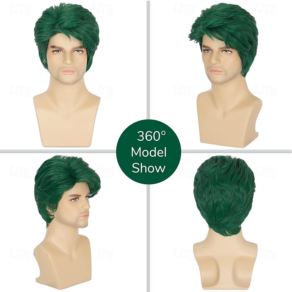 Green Wigs Short Straight Green Wig for Men Synthetic LayeSchool Theme Cosplay Wig 2026 - $23.99 –P6