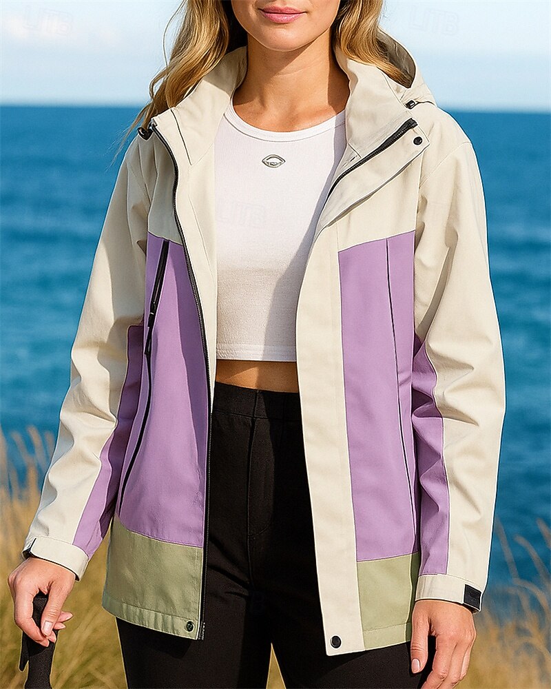 Women's Windbreaker Softshell Jacket Hiking Jacket Outdoor Waterproof Windproof Hiking Outfits Hiking Clothes Autumn / Fall Top Camping / Hiking / Caving Running Patchwork Black Yellow Army Green 2026 - $49.99 –P1