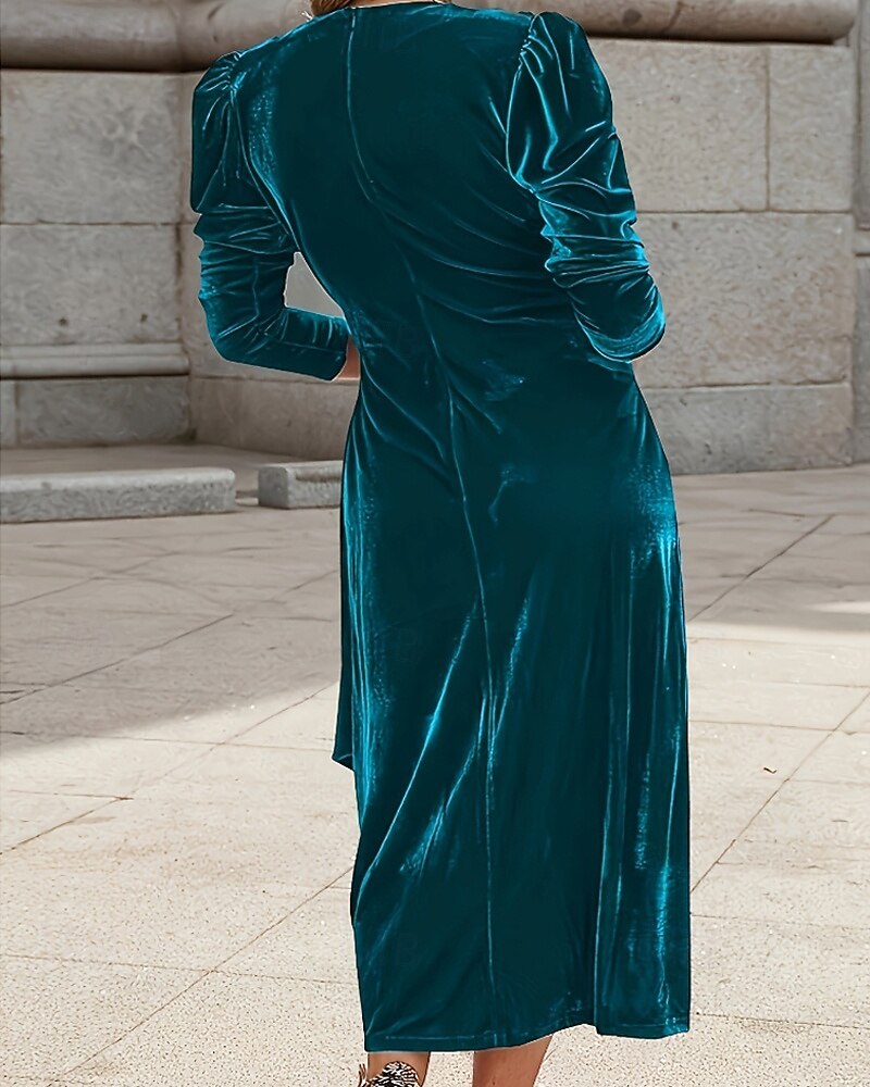 Femmes Robe Midi Robe en Velours Robe de Soirée Robe de Cocktail Élégant Mode Moderne Soirée Date Coupe régulière Uni manche longue Col ras du cou Noir Vin Vert Bleu de minuit Automne Hiver de 2025 ? $27.99 –P8