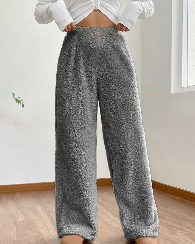 Femmes Jambe large Slacks Mode Occasionnel Longueur complète Taille Moyenne Uni Taille Élastique Chaleur Thermique Non Elastique Élastique Formel Vacances Rue Gris clair Gris foncé Chameau Gris Hiver de 2025 ? $26.99 –P1