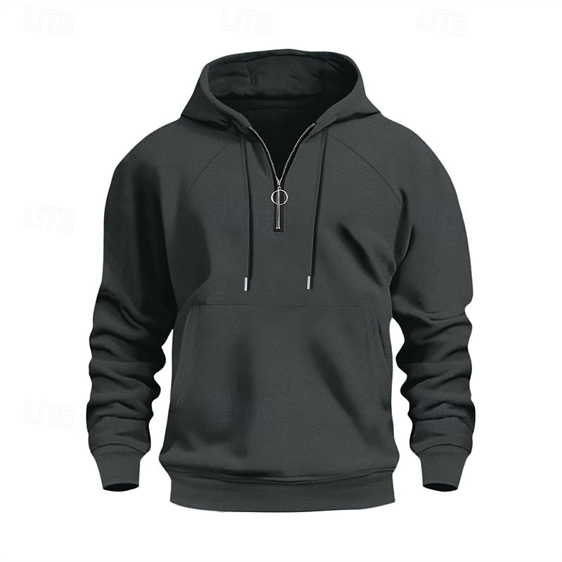 Voor heren Trui met capuchon Hoodie met kwartrits Abrikoos Zwart Marine Blauw Khaki Lichtgrijs Capuchon Effen Trekkoord Zak Kwart ritssluiting Sport & Outdoor Dagelijks Feestdagen Polyester 2026 - $16.99 –P6