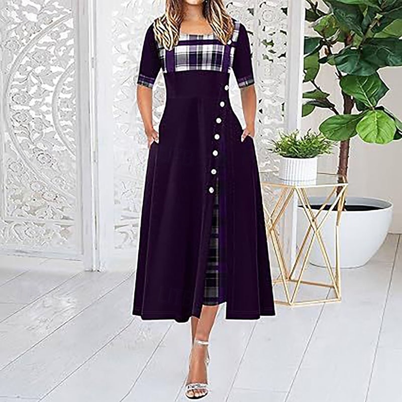 Pentru femei Rochii Midi Rochie neagra Rochie de Cocktail Rochie formala Elegant Modern Zilnic Vacanță Ieșire Fit regulat Grafic Manșon Jumate Stil Nautic Negru Galben Roșu-aprins Mov Primăvară Toamnă 2026 - $26.99 –P10