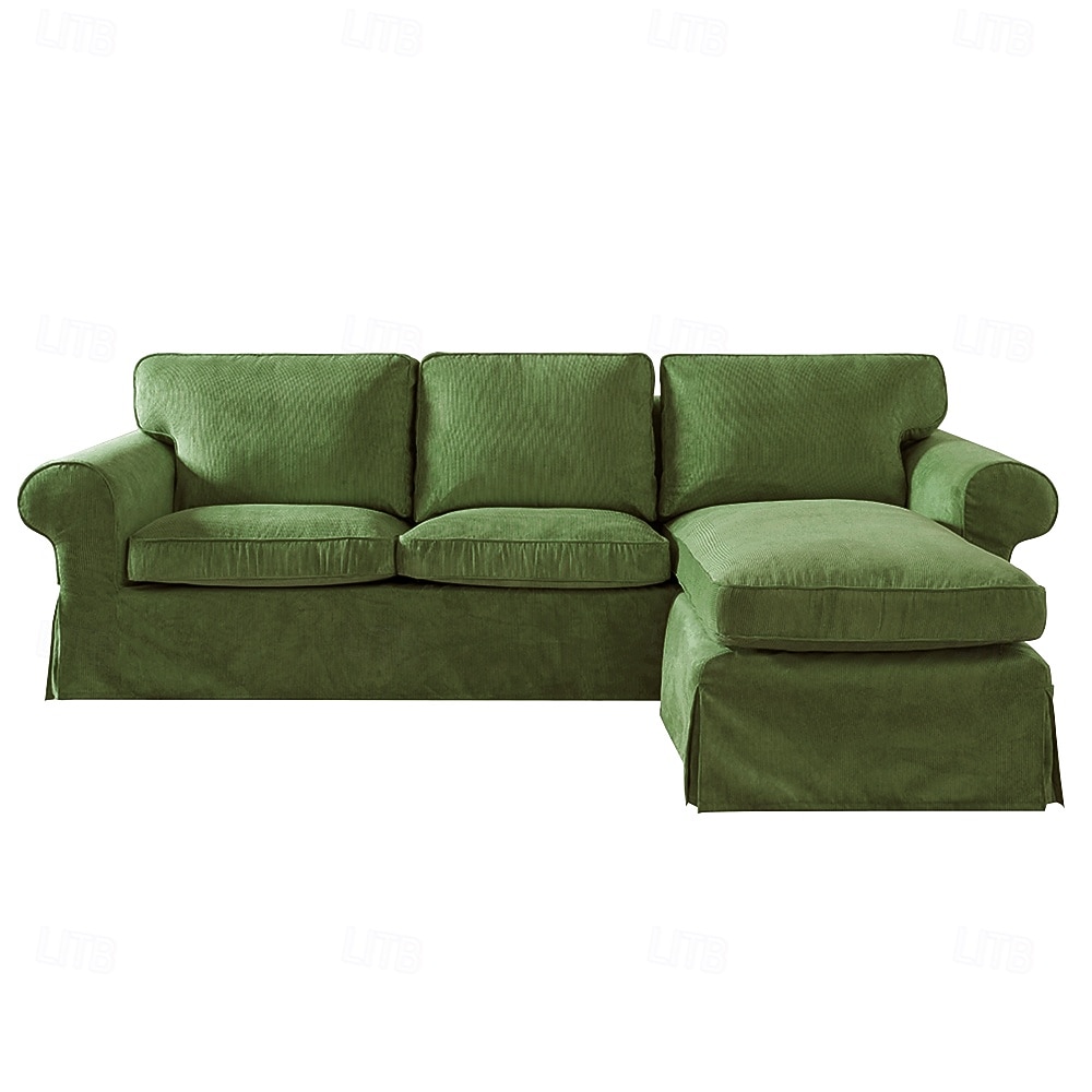 Divano a 3 posti Ektorp con fodera per chaise longue, fodera in velluto a coste trapuntato in tinta unita, resistente protezione antiscivolo per il soggiorno del 2025 a $348.39 –P12