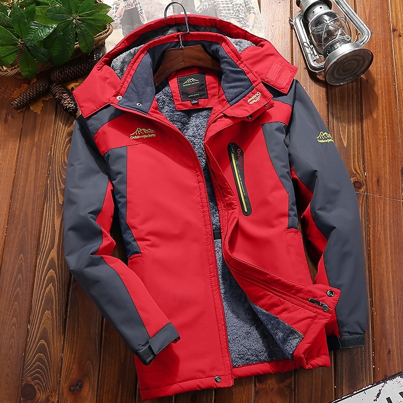 Per uomo Giacca softshell Giacca da escursionismo Giacca in Pile Giacca termica Inverno All'aperto Patchwork Calore Termico Top Nero Verde militare Rosso Blu del 2025 a $102.99 –P2