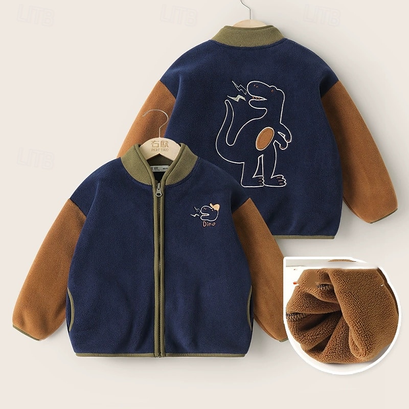 Barn Unisex Fleece-jacka Baseballjackor Ytterkläder Färgblock Långärmad Komfort Knappar Håller värmen Mjukt Fleece Täcka Utomhus Mode Dagligen Blå Grön Grå Vår Höst 4 år + 2025 - $36.99 –P6