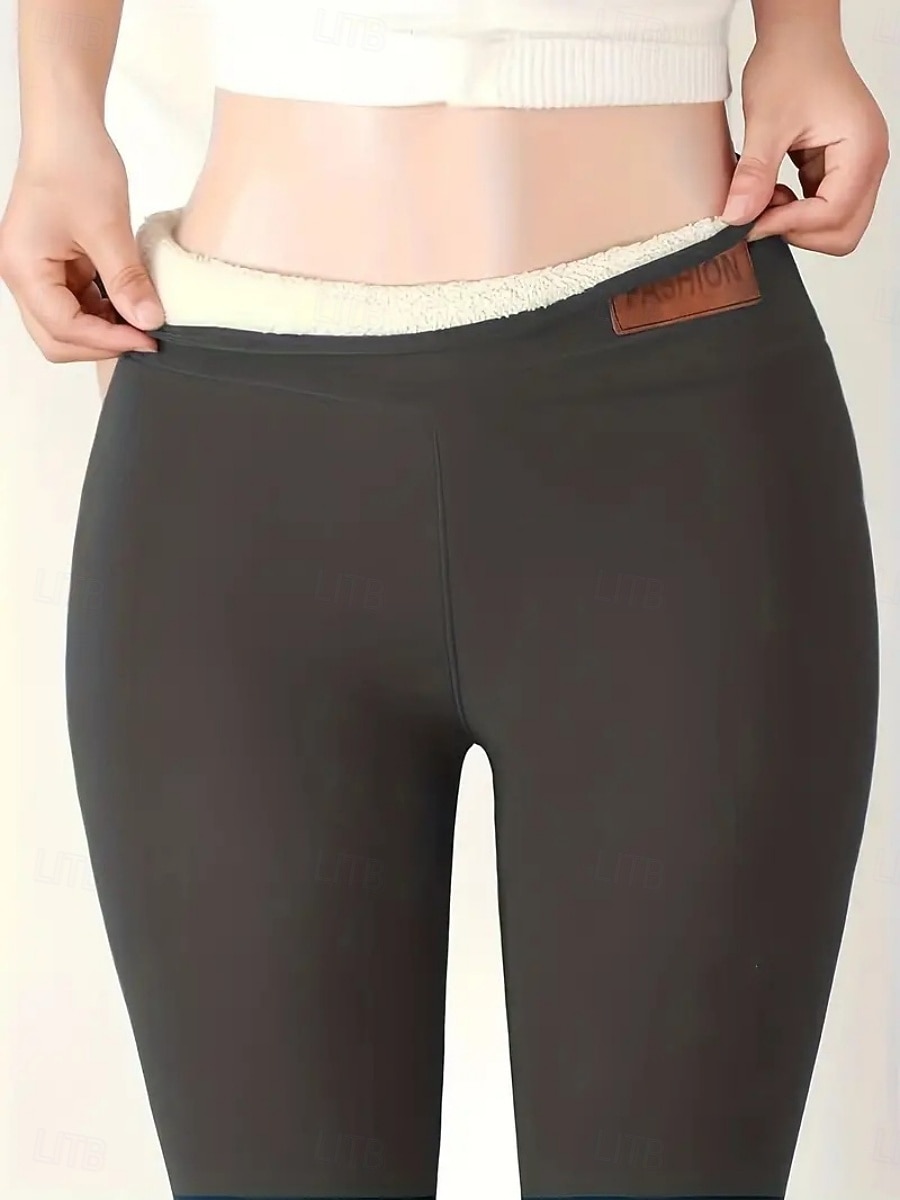 Mulheres Calças de lã Leggings Roupa de rua Básico Casual Comprimento total Cintura Alta Tecido Corte alto Confortável Macio Com Stretch Casa Diário Preto Cinzento Primavera Outono Inverno Magro de 2025 por $11.99 –P2