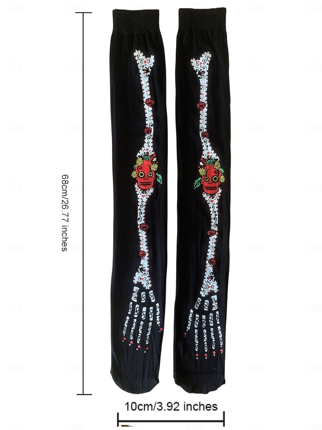 Women's Halloween Skeleton Leggings and Gloves Set - Dia de los Muertos Sugar Skull Design for Halloween Costume Party 2025 - $14.99 –P3