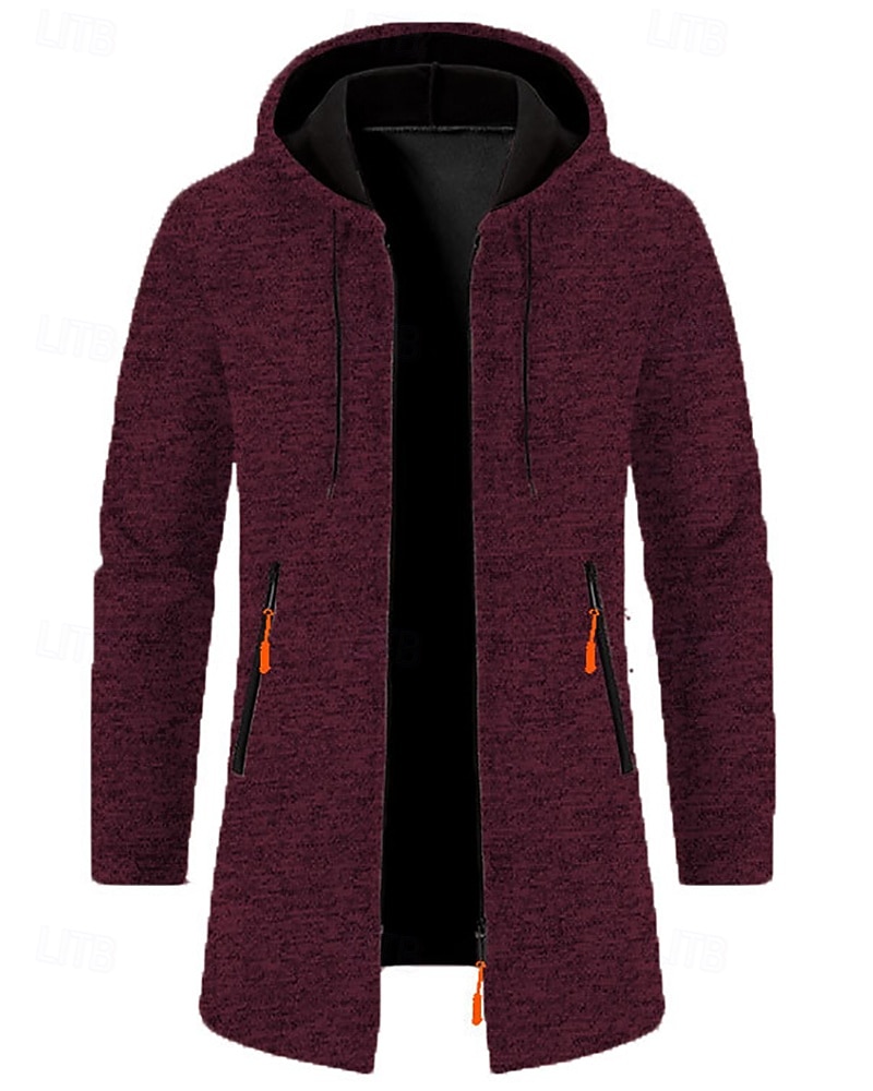 Férfi Felöltő Ballonkabát Hosszú Trench kabát Vakáció Napi Tavasz Tél Poliészter Szélbiztos Melegen tartani Felsőruházat Ruházat Divat Klasszikus Sima Zseb Kapucni Cipzár 2026 - $27.99 –P18