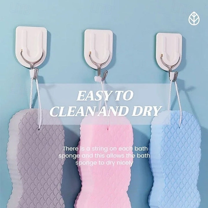 4-pack superzachte exfoliërende badspons – hypoallergene 3D-lichaamsscrubber, TPR-materiaal, handmatige dieptereiniging &huidverzachtend, roze/blauw/wit/grijs 2026 - $11.99 –P6