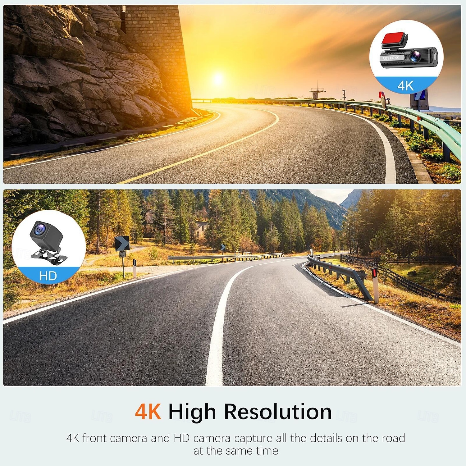 HD 4K front camera 1080P rear camera dashcam with WiFi mobile connectivity and 1.5 inch IPS screen for loop recording. 2025 - $73.99 –P5