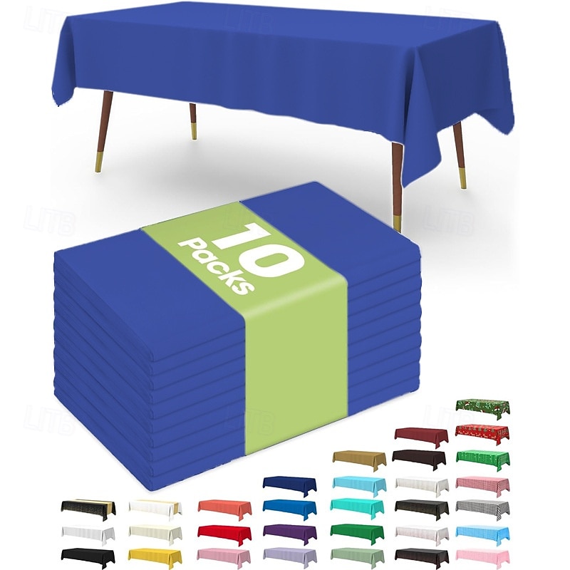 Paquete de 10 manteles desechables de plástico de 54 x 108 pulgadas para fiestas, picnics y bodas, decorativos, rectangulares, con cubierta de plástico blanca, a prueba de fugas. & robusto 2026 - $19.99 –P10
