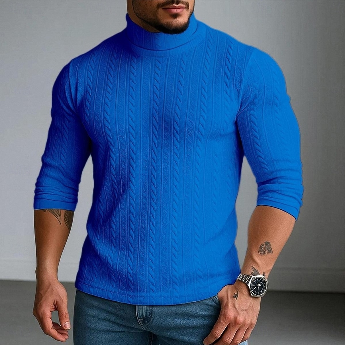 Per uomo Maglietta Maglietta a Maglia a Coste Camicia a Maniche Lunghe Finto dolcevita Manica Lunga Dolcevita Primavera Autunno Inverno Semplice Striscia di Fossa Moda Designer Essenziale Lavoro a del 2025 a $18.99 –P5