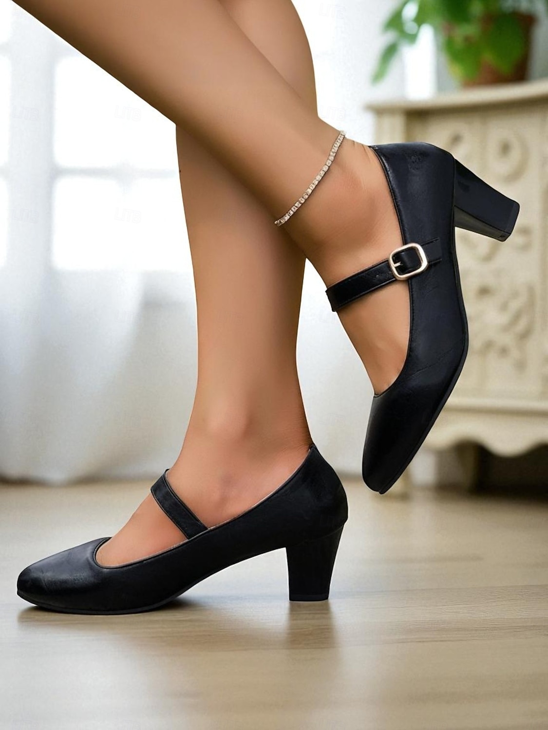 décolleté Mary Jane nere classiche da donna anni '50 con cinturino alla caviglia, eleganti scarpe con tacco a blocco per ufficio, feste e uso quotidiano del 2026 a $32.99 –P5