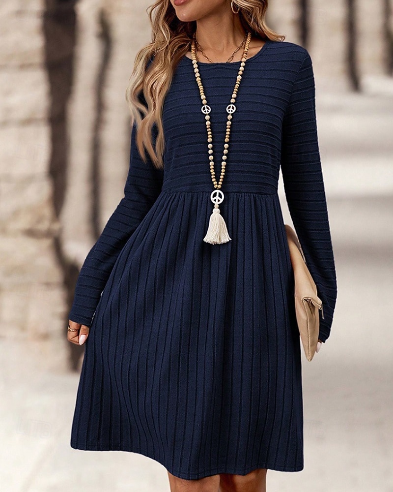 Dames Mini-jurk Casual jurk Modern Buiten Vakantie Dagelijks Normale pasvorm Effen Lange mouw Strakke ronde hals Zwart Marineblauw Donkergroen Oranje Lente Herfst 2025 - $23.99 –P11