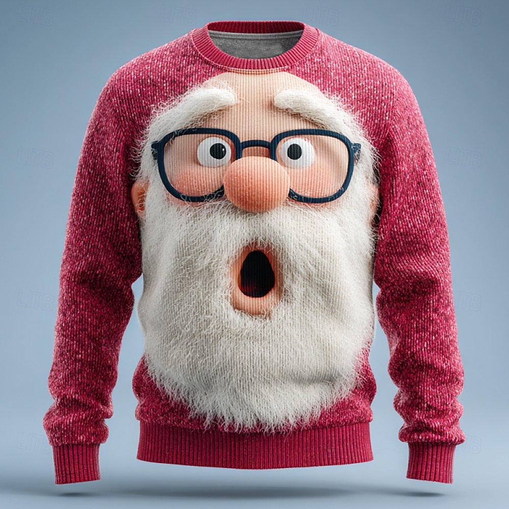 Ugly Christmas Sweater Men's Cartoon Santa Claus Print Pullover Sweater Jumper Knitwear Crewneck Casual Vacation Daily Festival Keep Warm Long Sleeve Fall Winter Black Red Green 2026 - $39.99 –P1
