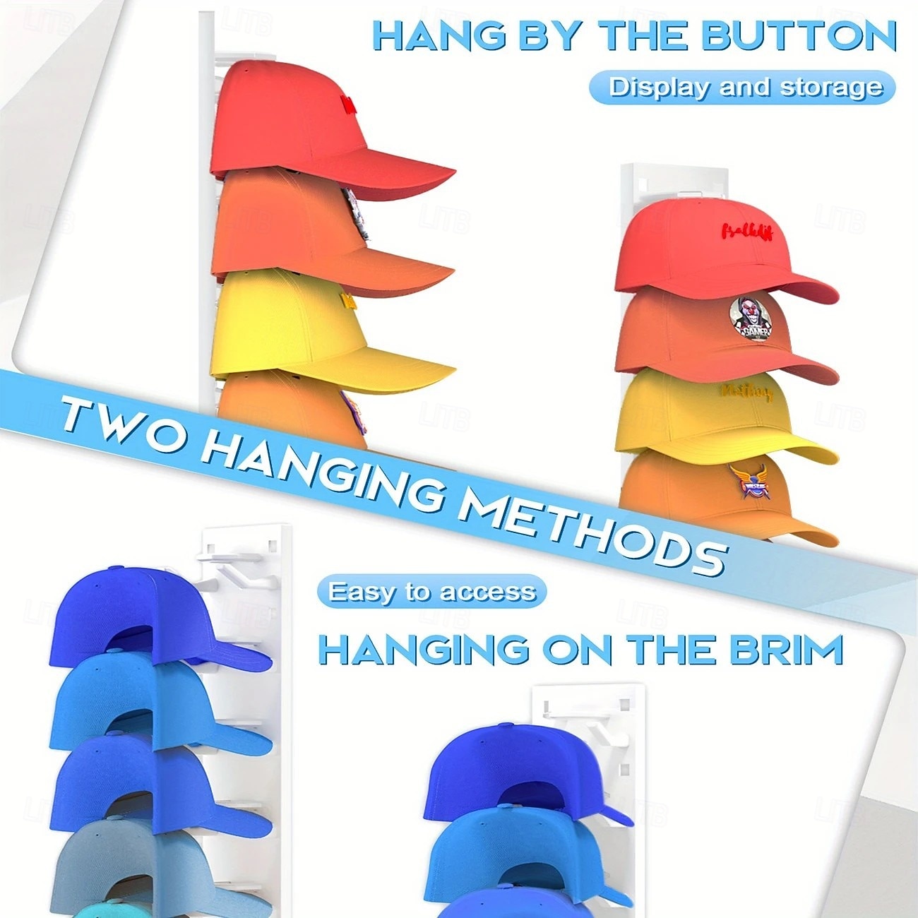 Confezione da 2 organizer per cappelli da baseball, portacappelli adesivo resistente per parete, espositore per cappelli multistrato, ganci per cappelli da parete che possono contenere fino a 18 del 2025 a $15.99 –P5