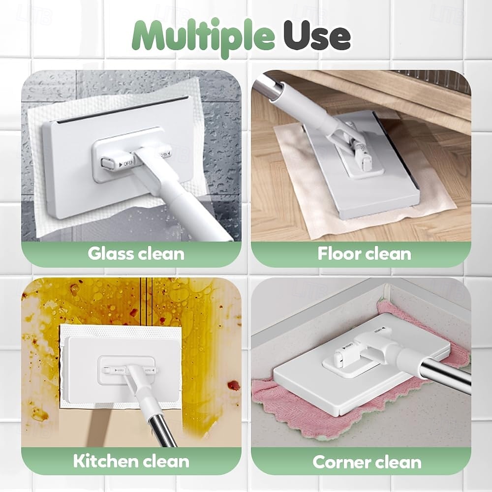 Disposable Dust Mop with 4 Reusable Cloths 39" Long Handle Wet and Dry Mopping Sweeper Stick with Locking Head & Sweeping Cloths for Multi Surface Floor Cleaning 2025 - $12.99 –P8