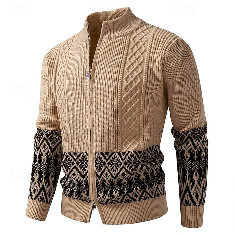 Per uomo Felpa Cardigan Maglione Fair Isle A Coste Treccia Maglia Top Regolari Patchwork Blocco di colore Semplice Collo alla coreana Vacanza Moda Casuale Abbigliamento quotidiano Abbigliamento del 2025 a $41.99 –P5