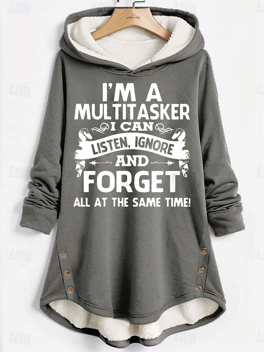 Női Pulóver Hoodie pulóver Grafika Szöveg Alkalmi Comfrt Hosszú ujj Kapucni Hosszú felsők Utca Hétköznapi Nyomtatott Sötétrózsaszín Medence Szürke Ősz Tél 2025 - $28.99 –P3