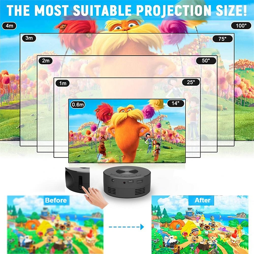 YT200 LED Projector Mini Handheld Pocket Portable Prejecting Wired Screen Mirroring from iOS Android Smartphones for Kids Classical Movies Retro Films Valentine's Day Gift 2026 - $42.99 –P8