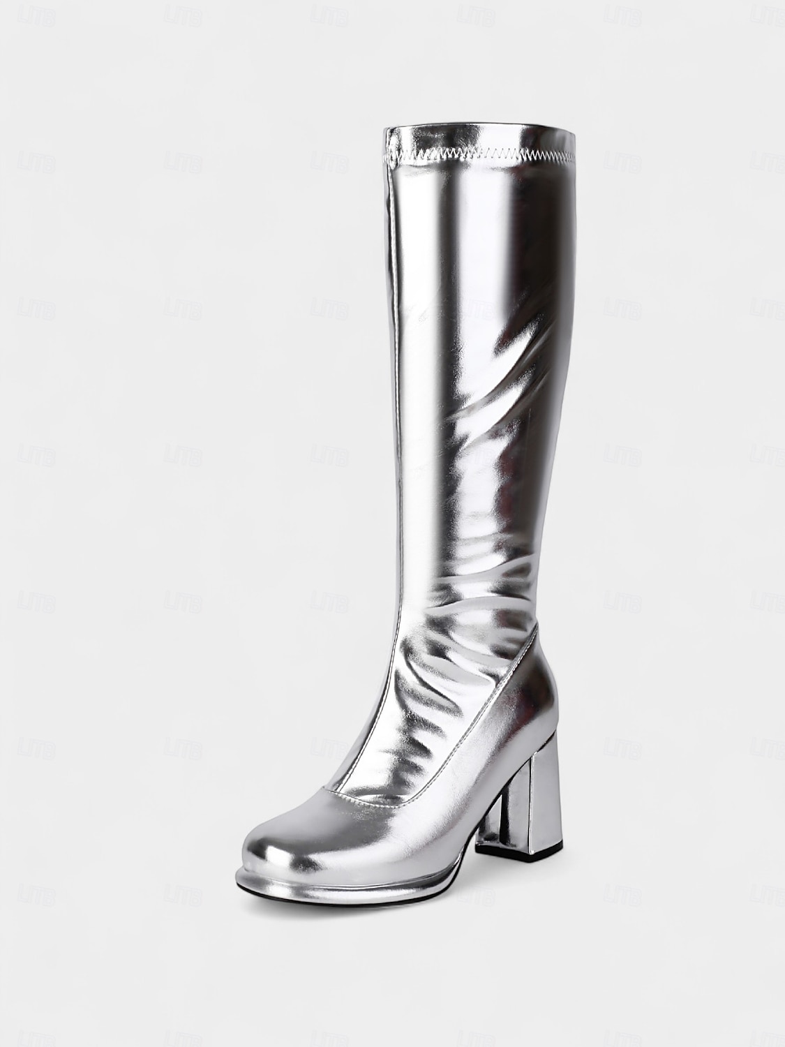 Dámské disco metalické zlaté kozačky na platformě s motivem 80. let, boty na blokovém podpatku inspirované rokem 2000 na večírky, festivaly a koncerty. 2025 - $69.99 –P8