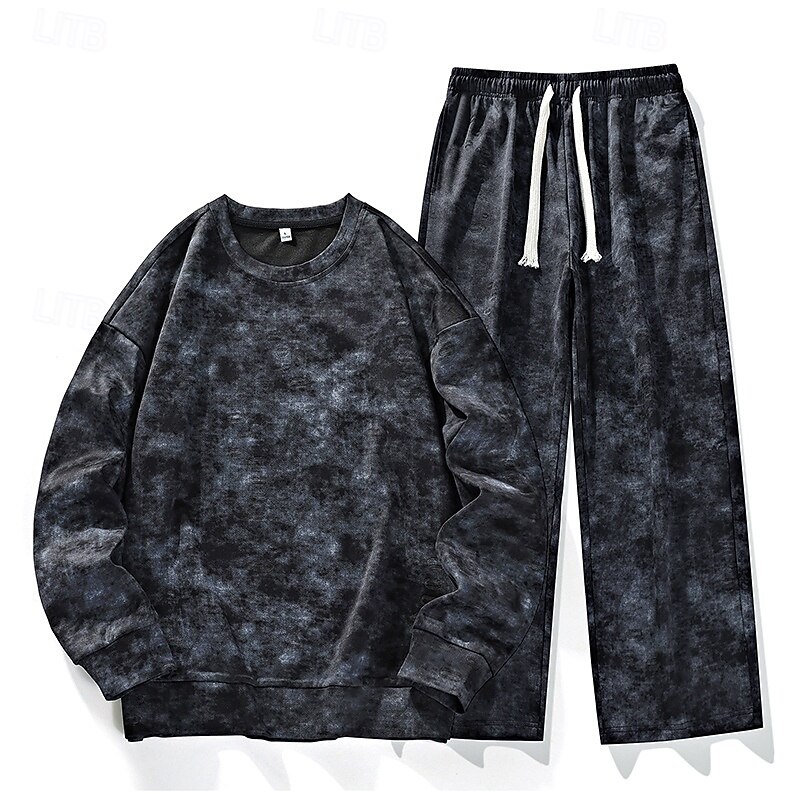 Herren Sweatshirt Trainingsanzug Outfit-Set Rundhalsausschnitt Outdoor Täglich Sport Kordelzug Tasche Druck Schwarz Weiß Rosa Polyester Sportkleidung Mode Streetwear Frühling 2025 - €59.58 –P7