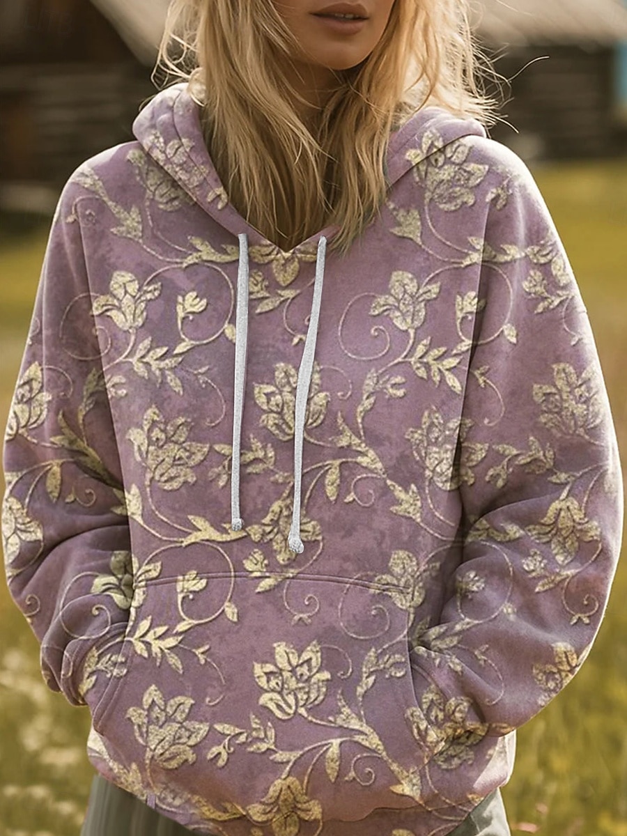 Per donna Felpa con cappuccio Stampato Tasca Frontale Grafico Geometrico Casual Boho Manica Lunga Con Cappuccio Top Regolari Streetwear Abbigliamento Quotidiano Rosso Viola chiaro Viola Arancione del 2026 a $28.99 –P3
