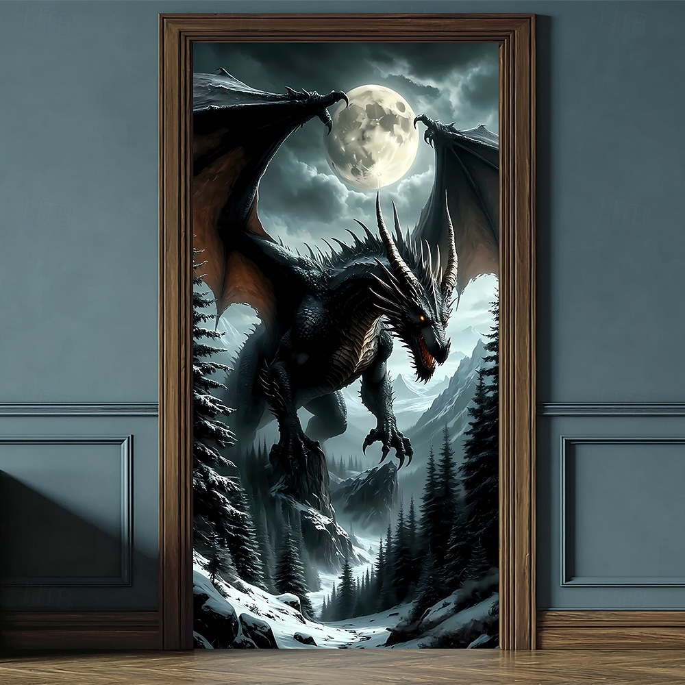 Гобеленовое покрытие для двери, наружные баннеры, дракон, 3D фэнтези, спальня, гостиная, общежитие, комната для подростков, украшения для студенческого общежития, фон для двери 2025 - $16.99 –P7