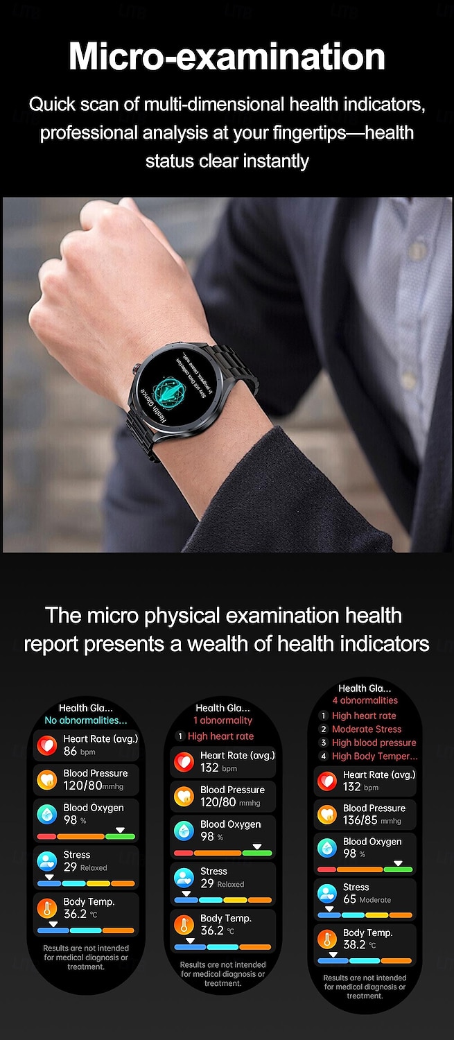iMosi ET472 Reloj inteligente 1.53 pulgada Smartwatch Reloj elegante Bluetooth ECG + PPG Podómetro Recordatorio de Llamadas Compatible con Android iOS Mujer Hombre Llamadas con Manos Libres 2025 - $62.99 –P6