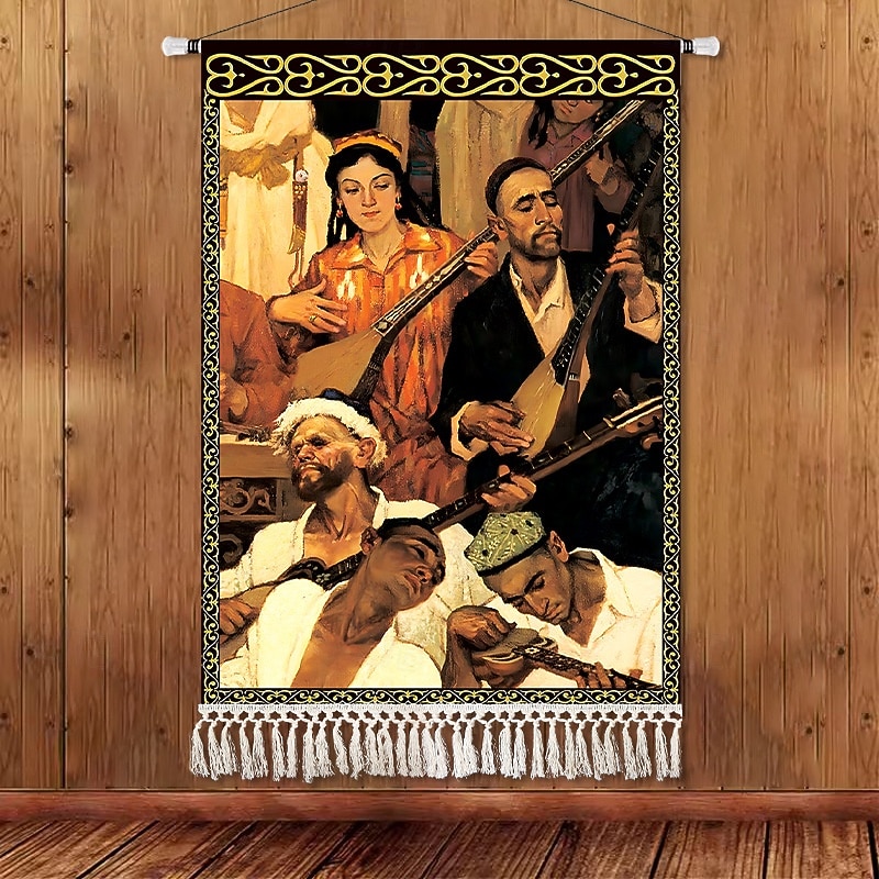 Skönhet Uyghur etnisk stil väggtapet konstnärlig bakgrundsdekoration boho hängande konst för sovrum vardagsrum eller café 2025 - $14.99 –P12