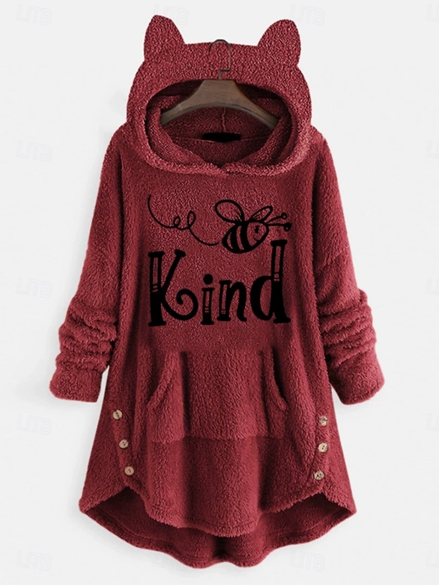 Damen Kapuzenpullover Tiermotiv Lässig Langarm Mit Kapuze Lange Oberteile Straße Alltagskleidung Lässig Rosa Wein Dunkelpink Rote Dunkelgray Herbst Winter 2025 - $31.99 –P5