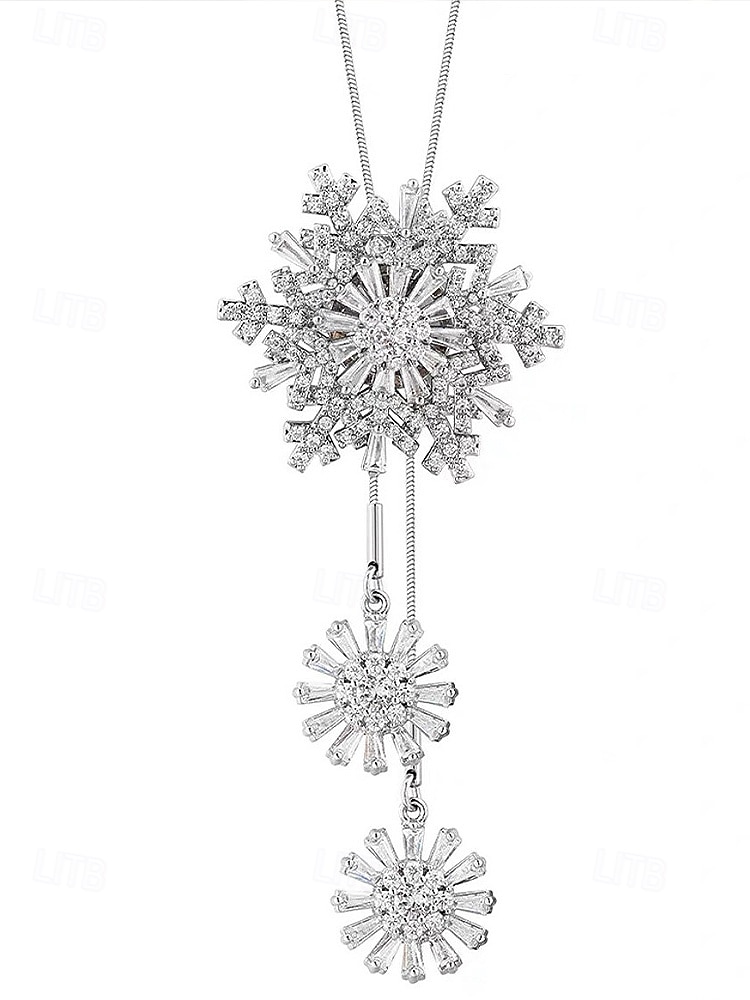 Γυναικείο κολιέ με κρεμαστό κόσμημα σε σχήμα χιονονιφάδας – κομψό κόσμημα με μακριά αλυσίδα και κρυστάλλινες λεπτομέρειες για κυρίες, χειμερινή μόδα και χριστουγεννιάτικο δώρο 2025 - $11.99 –P4