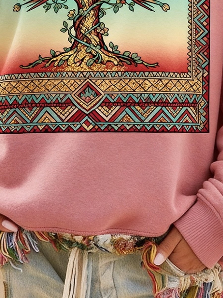 Női Pullover Pulóverek Virágos Divat Utcai sikk Klasszikus Hosszú ujj Terített nyak Normál felsők Hétköznapi Nyomtatott Arcpír rózsaszín Tavasz Ősz 2025 - $24.99 –P3