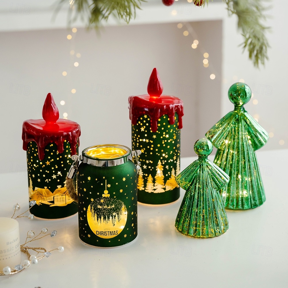 1 Pc Christmas Glass LED Light Handheld Light Electronic Candle Light Wind Light Desktop Ornament Light Atmosphere Light Warm Light AAA Battery Box 2025 - CAD $11.99 –P11
