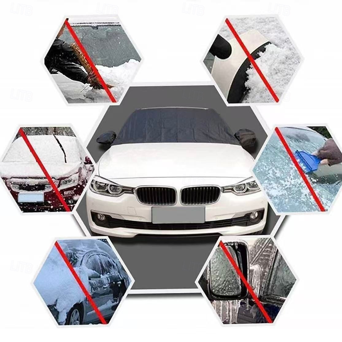 Funda magnética antinieve para coche, funda para media nieve con protección para parabrisas delantero, parasol grueso y protector de nieve resistente al calor para invierno y verano. 2025 - $10.99 –P3