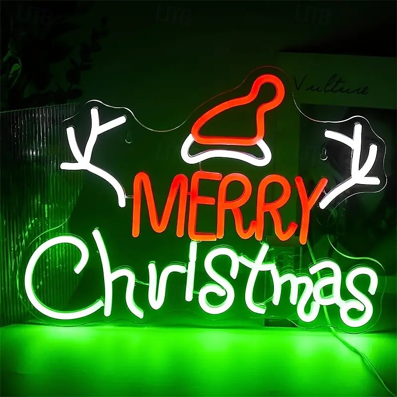 1 Pc Christmas acrylic neon wall light indoor wall Santa Claus Christmas tree snowman reindeer party atmosphere decoration light night light Usb power supply dimmable 2025 - CAD $32.99 –P4