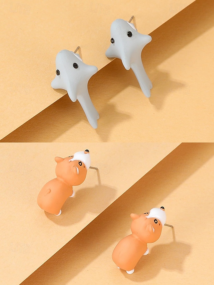 Pendientes de animales de Halloween para mujer: bonitos pendientes de aleación en 3D con dibujos de dinosaurios, cerdos e hipopótamos para fiestas, cosplay y regalos. 2026 - $5.99 –P13