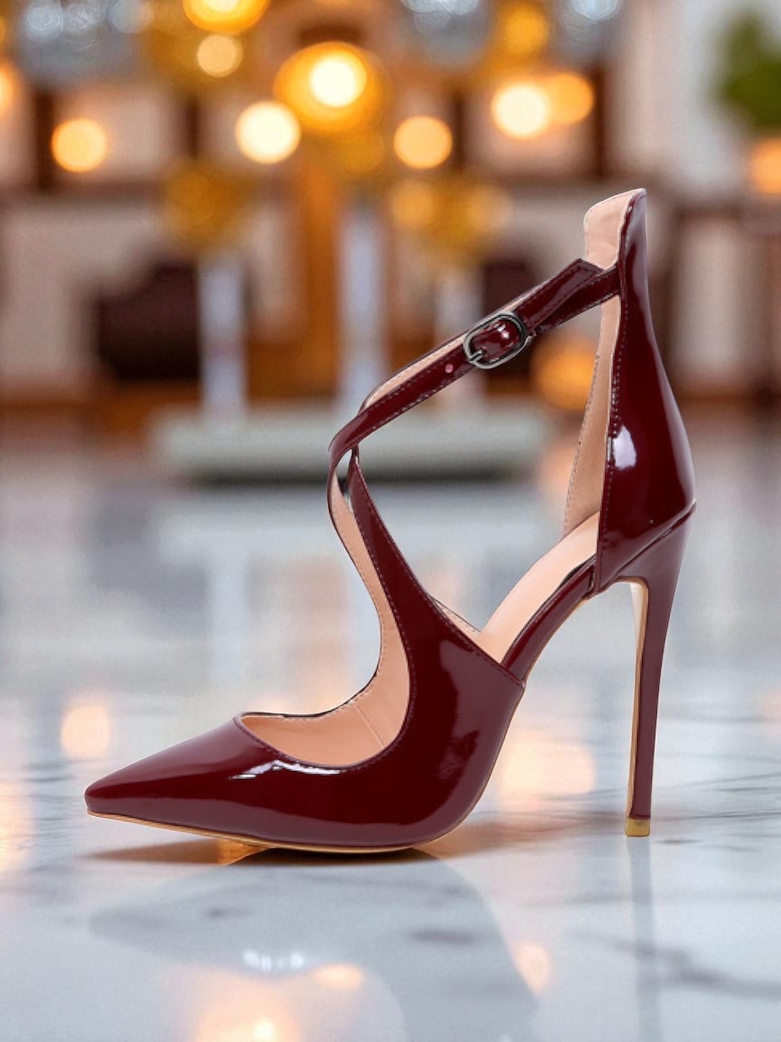 Women's Purple Patent Leather Strappy Stiletto Heels - Pointed Toe Dress Shoes for Formal Events and Cocktail Parties 2026 - $79.99 –P2