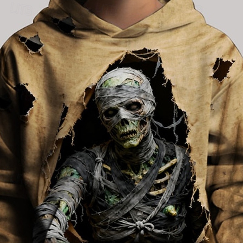 Halloween Pojkar 3D Dödskalle Huvtröja Långärmad Vår Höst Mode Streetwear Barn 4-12 år Huva Utomhus Ledigt Dagligen Normal 2025 - $18.99 –P2