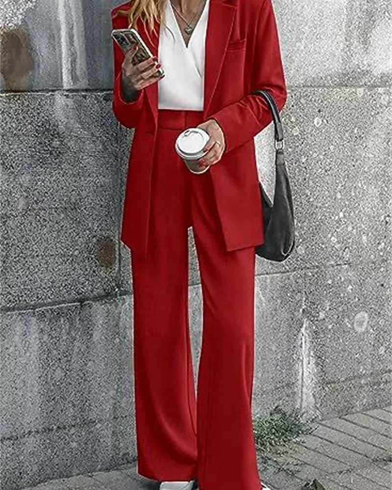 Γυναικεία Σετ παντελονιών Blazer Suits Μακρυμάνικο Κολάρο Πουκαμίσου Σκέτο Dubbele Rij Knopen Ενεργό Μοντέρνα Διακοπές Καθημερινά Μαύρο Ρουμπίνι Θαλασσί Φθινόπωρο Κανονικό 2026 - $67.99 –P3