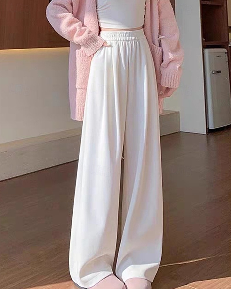 Per donna Pantaloni in Pile Gamba larga Pantaloni Moda Streetwear Lunghezza intera Vita Alta Semplice Elastico in vita Lavorato a maglia Caldo Confortevole Micro-elastico Streetwear Abbigliamento del 2025 a $27.99 –P3