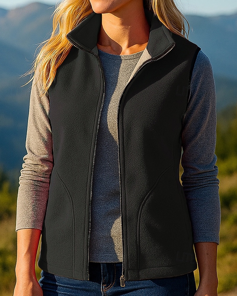 Femmes Veste Randonnée Manteau d'hiver Gilet polaire Sans manches Top Extérieur Chaleur Thermique Hiver Fermeture éclair Polyester Noir Rouge Bleu Chasse Pêche Escalade de 2025 ? $24.99 –P4